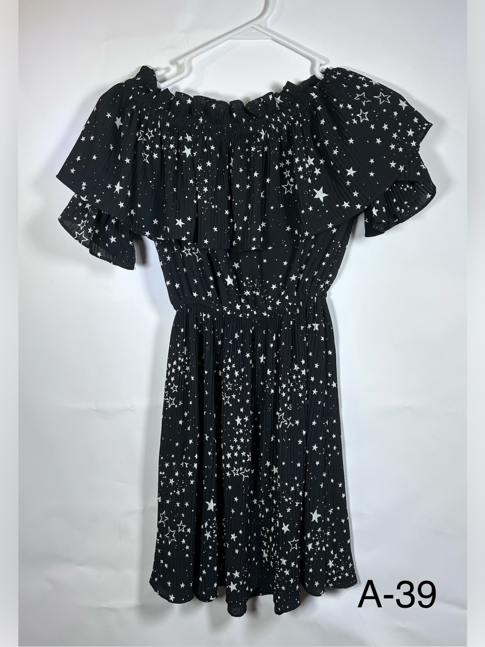 River Island Black Star-Print Off-Shoulder Dress